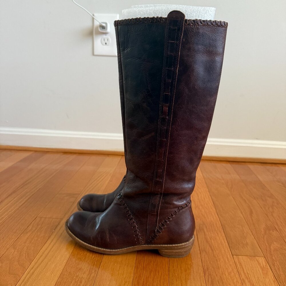 Anthropologie Lucky Penny Burgundy Boots Leather Size 6